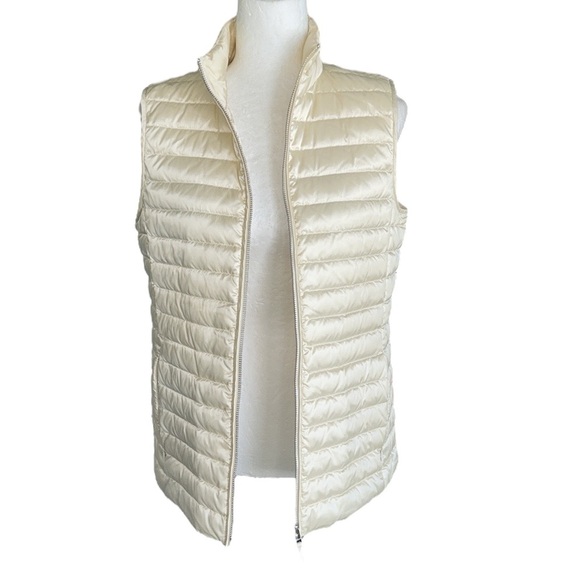 Lafayette 148 Scout Ivory Quilted Down Zip Front Puffer Vest Jacket - S - Picture 13 of 13